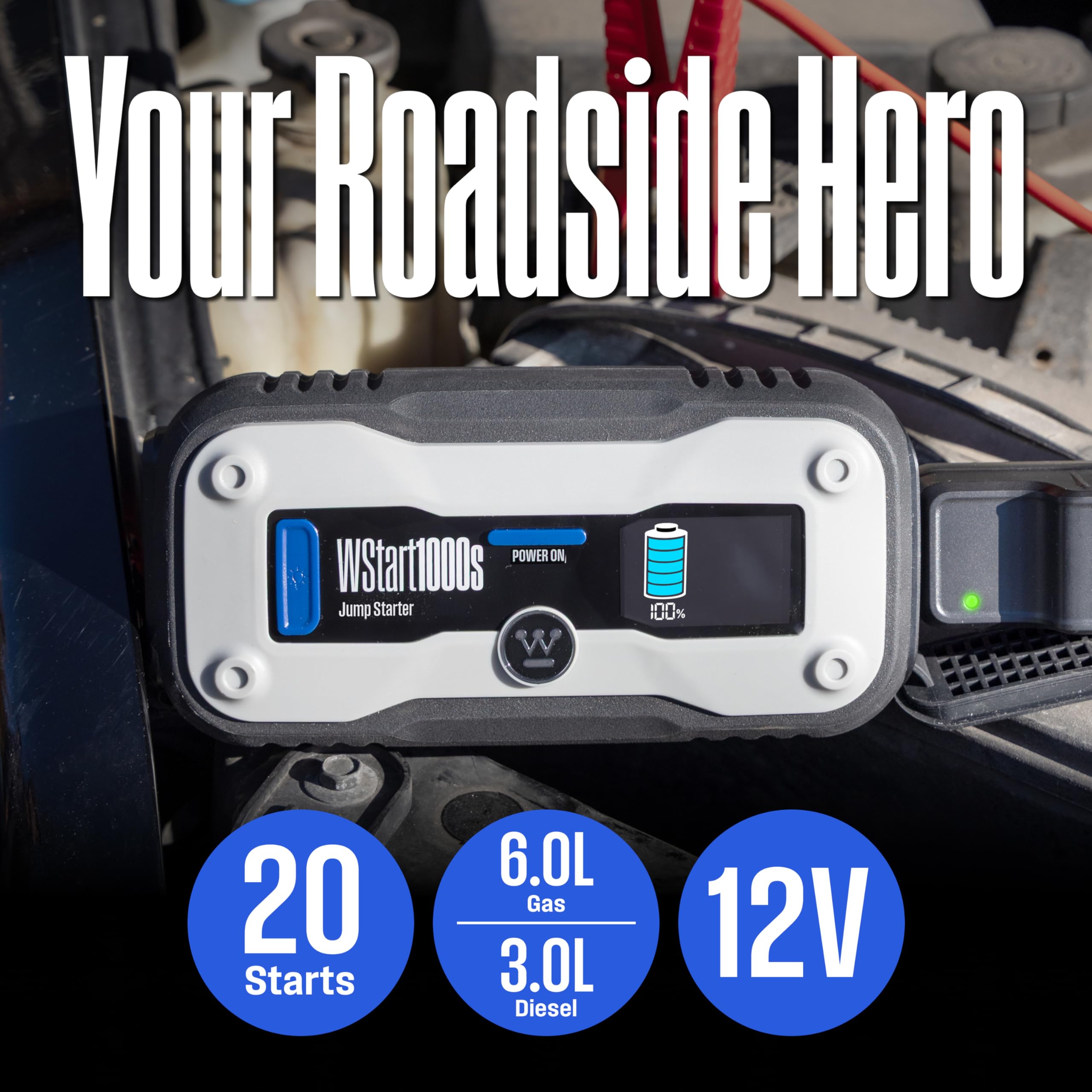 Westinghouse 1500A Portable Jump Starter - 12V Battery Jump Box for Up to 6.0L Gas & 3.0L Diesel Engines, USB Battery Power Bank, Bright LED Flashlight, IP65 Rated Waterproof Housing - Image 11