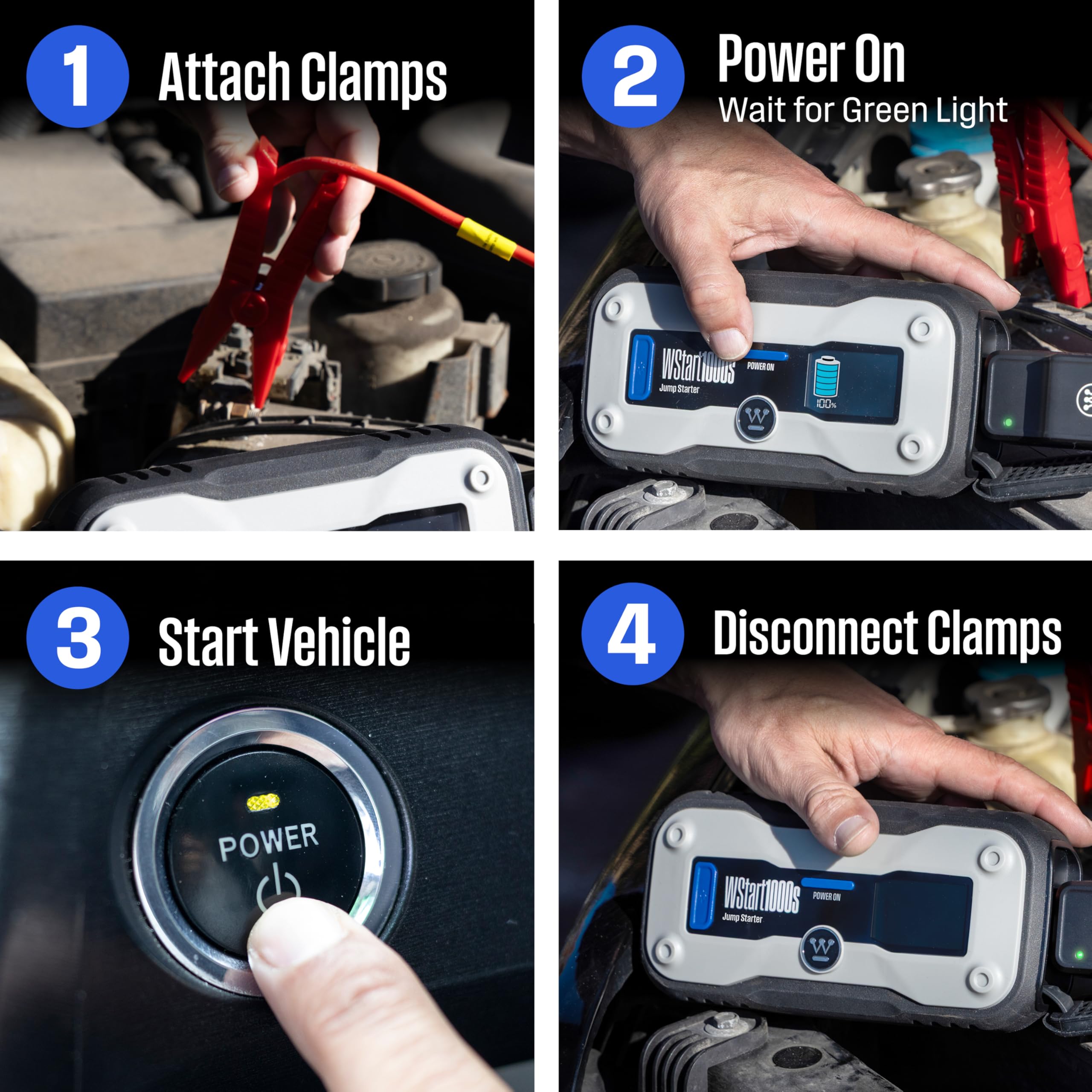 Westinghouse 1500A Portable Jump Starter - 12V Battery Jump Box for Up to 6.0L Gas & 3.0L Diesel Engines, USB Battery Power Bank, Bright LED Flashlight, IP65 Rated Waterproof Housing - Image 7