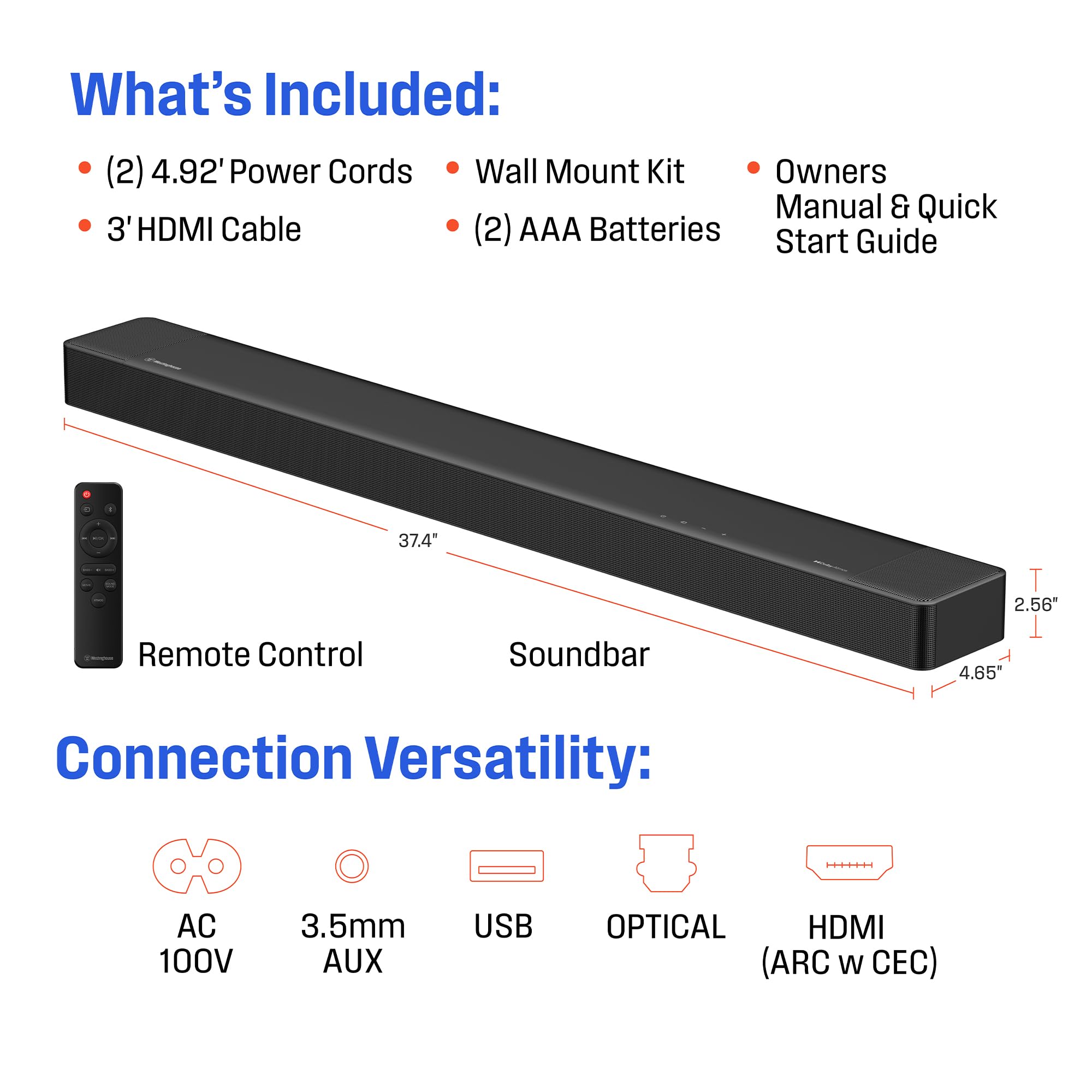 Westinghouse QLED TV and 3.1.2 All-in-One Soundbar - 50 Inch Smart Television and 210W Surround Sound System - Image 8