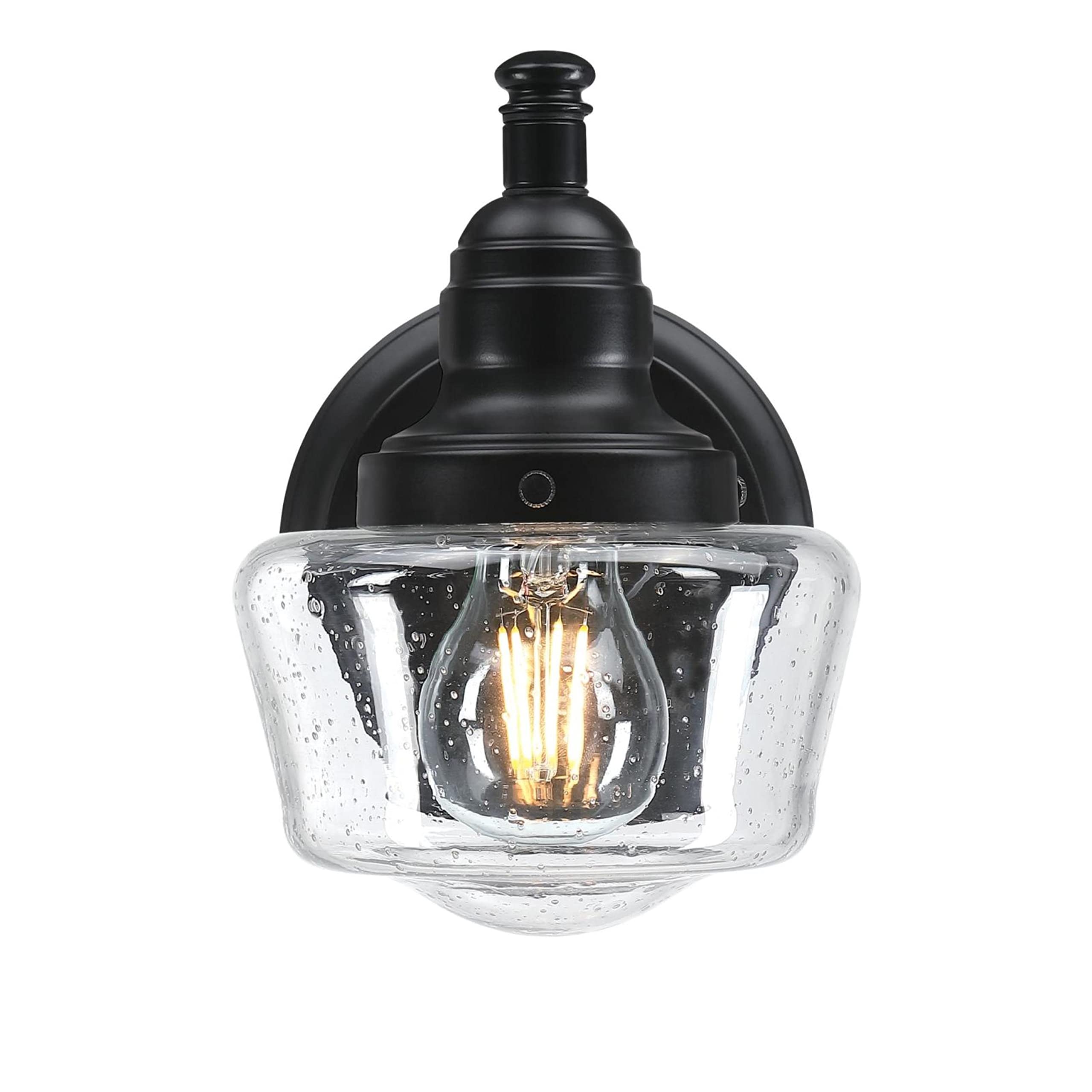 Westinghouse 6121200 Eddystone Traditional One Light Outdoor Wall Fixture with Dusk to Dawn Sensor, Matte Black Finish, Clear Seeded Glass - Image 3