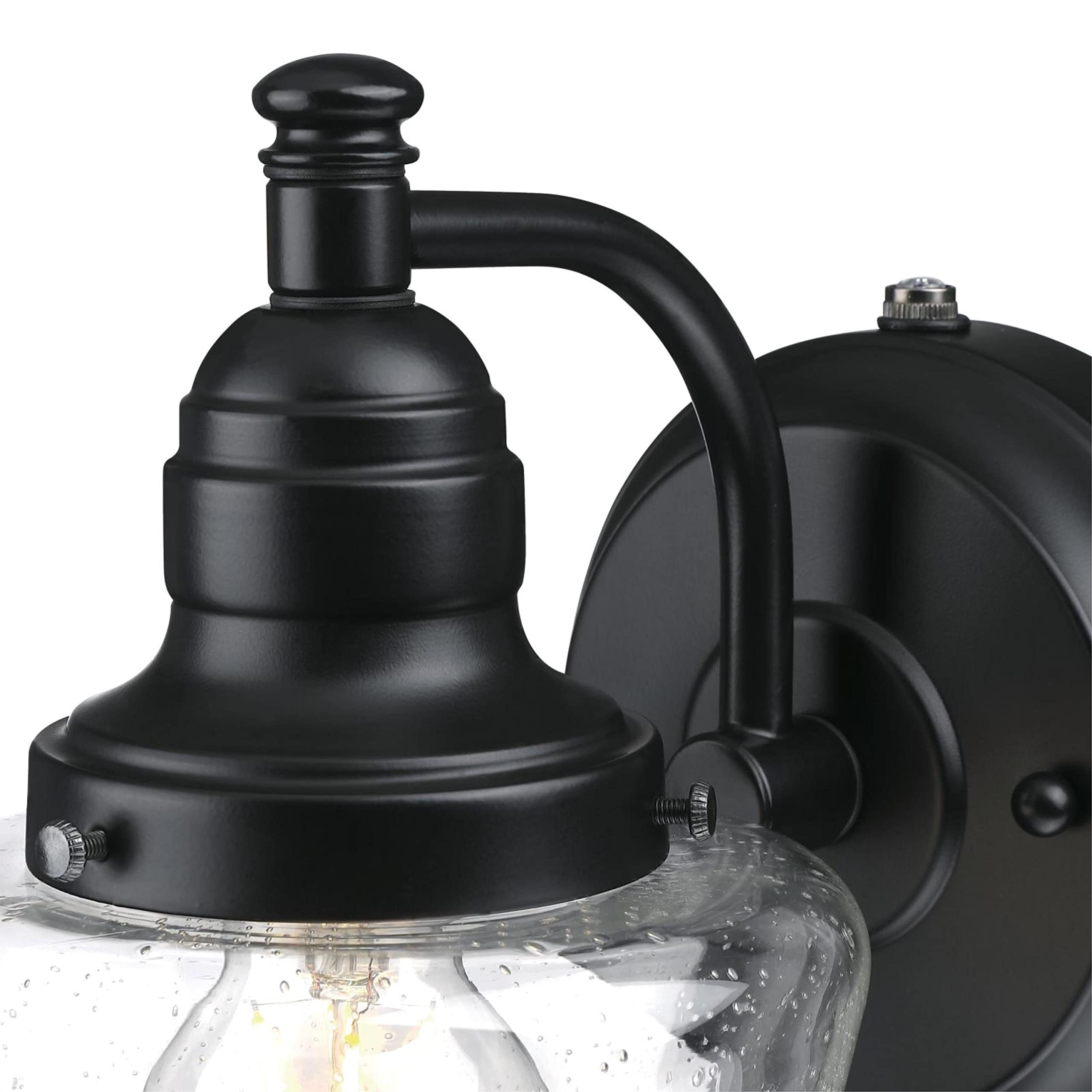 Westinghouse 6121200 Eddystone Traditional One Light Outdoor Wall Fixture with Dusk to Dawn Sensor, Matte Black Finish, Clear Seeded Glass - Image 4