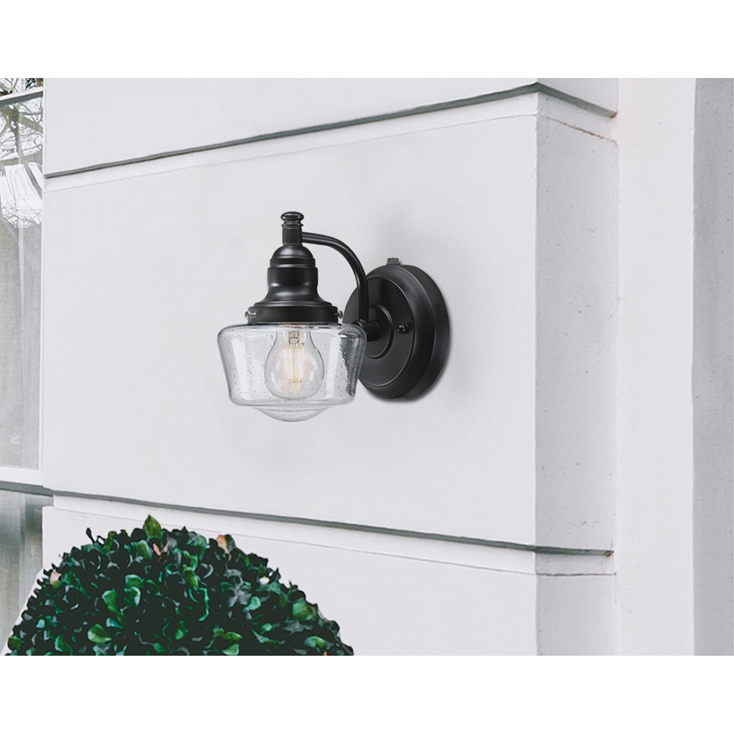 Westinghouse 6121200 Eddystone Traditional One Light Outdoor Wall Fixture with Dusk to Dawn Sensor, Matte Black Finish, Clear Seeded Glass - Image 5