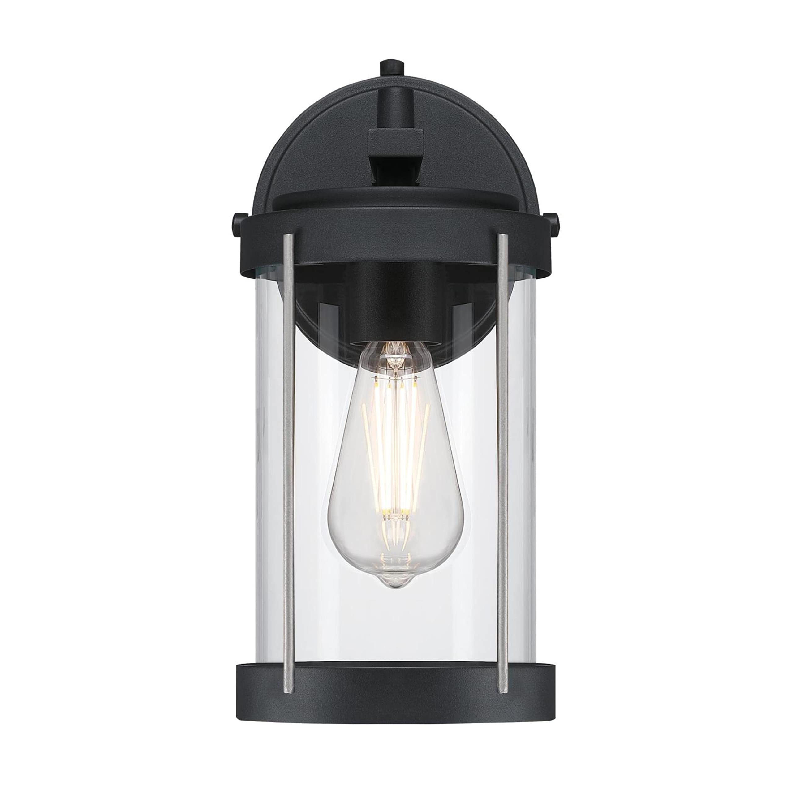 Westinghouse 6122100 Kezia Transitional One Light Outdoor Wall Fixture, Textured Black and Industrial Steel Finish, Clear Glass - Image 3