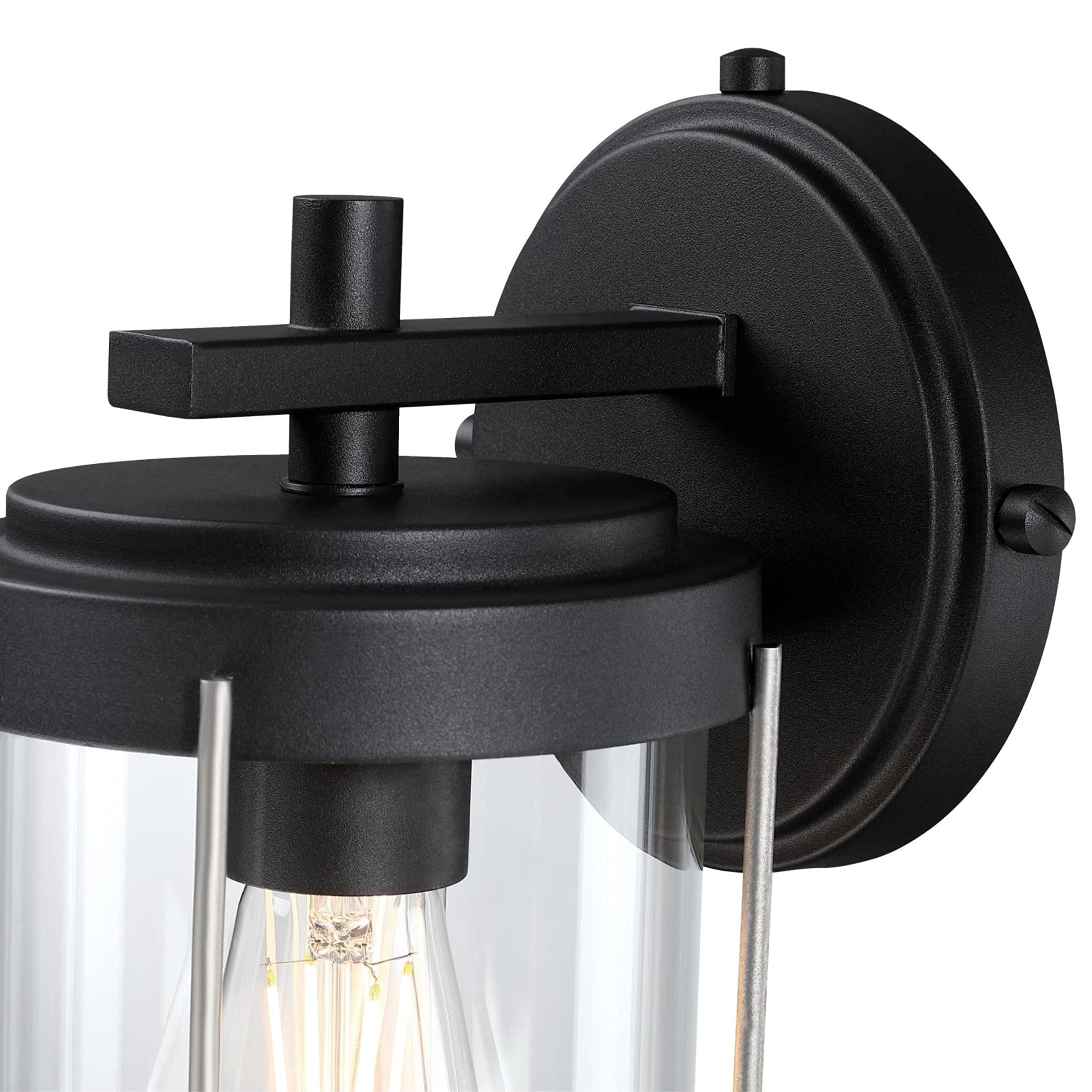 Westinghouse 6122100 Kezia Transitional One Light Outdoor Wall Fixture, Textured Black and Industrial Steel Finish, Clear Glass - Image 4
