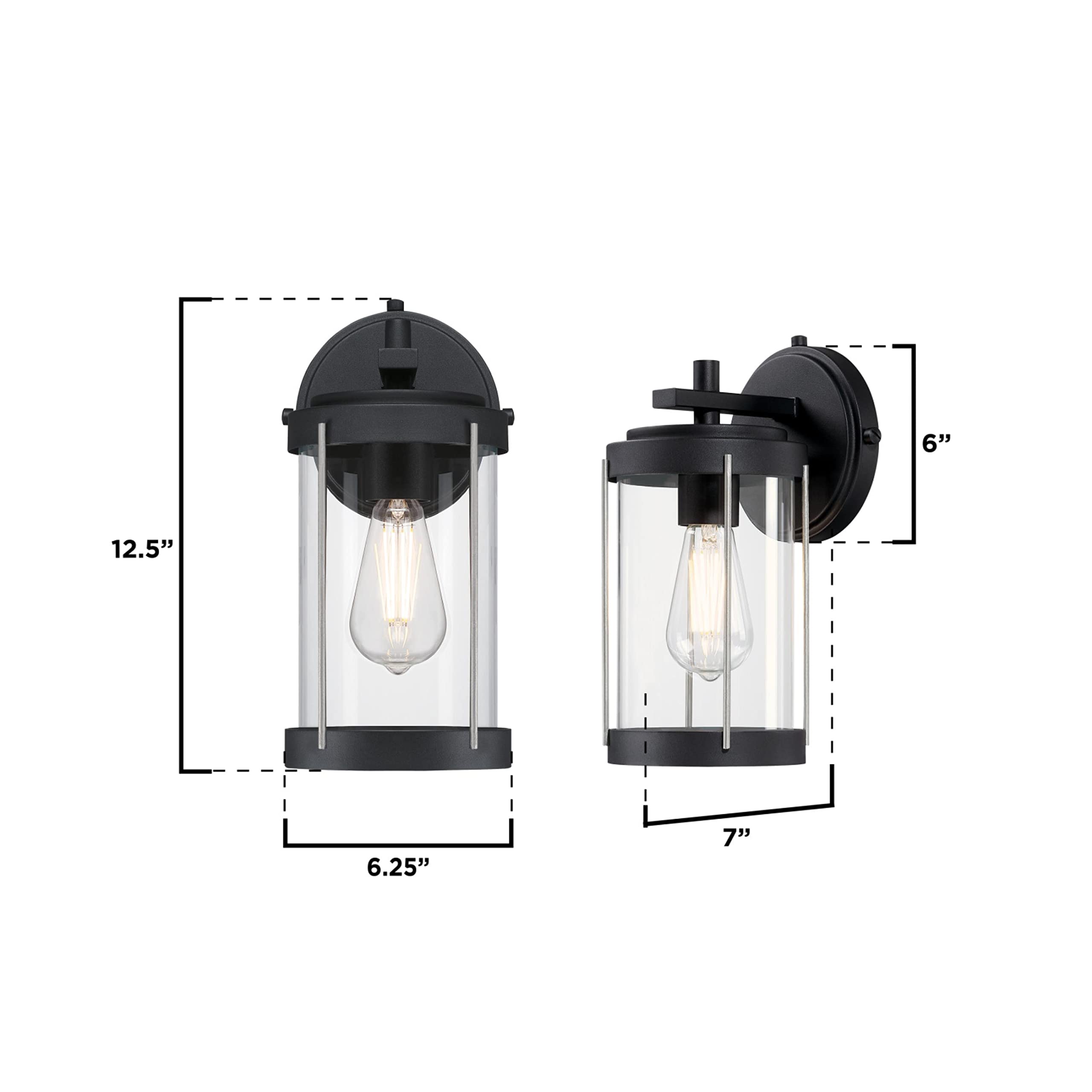 Westinghouse 6122100 Kezia Transitional One Light Outdoor Wall Fixture, Textured Black and Industrial Steel Finish, Clear Glass - Image 6