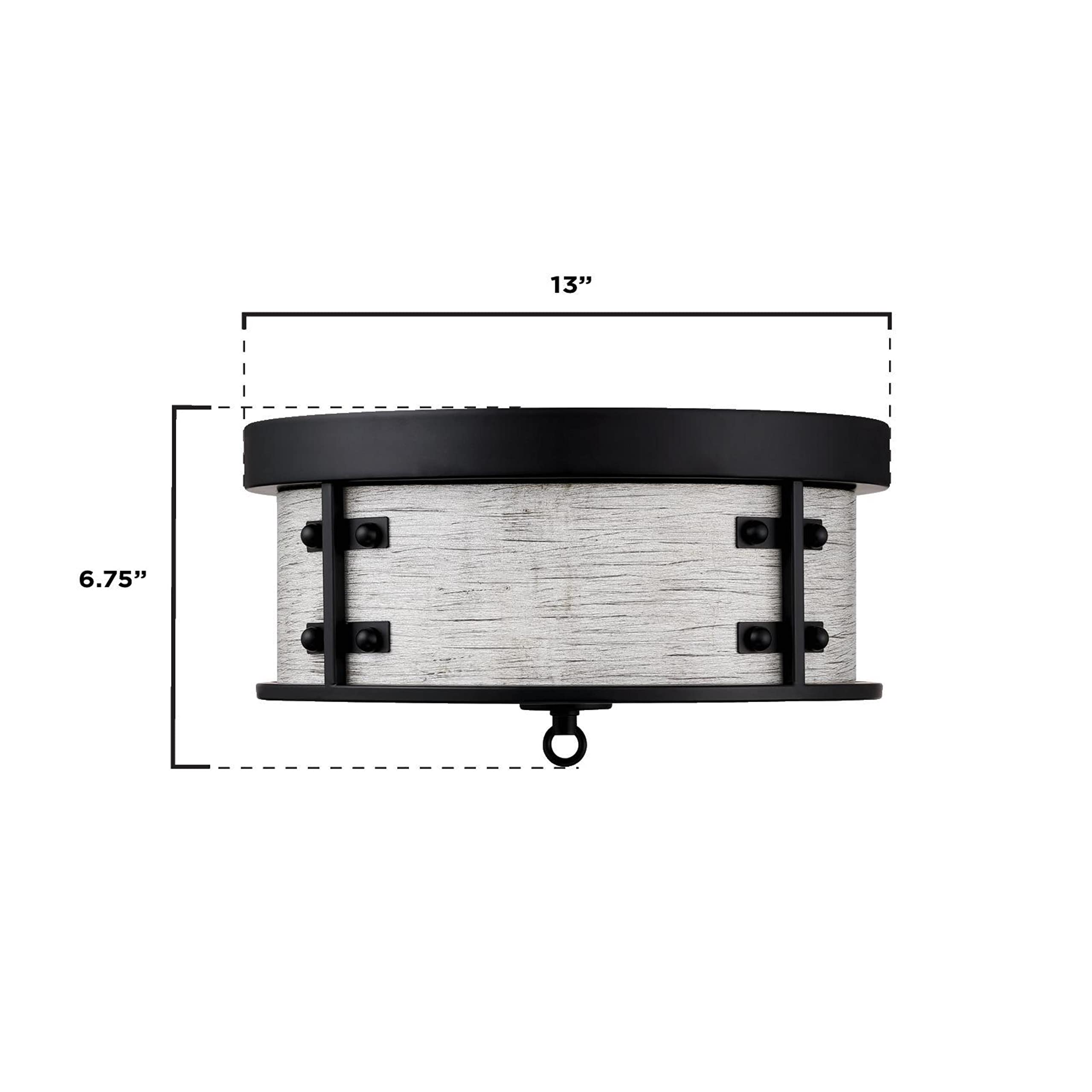Westinghouse 6126100 Callowhill Craftsman-Style 13 Inch, Two Light Flush Mount Ceiling Fixture, Matte Black and Antique Ash Finish, Clear Seeded Glass - Image 5