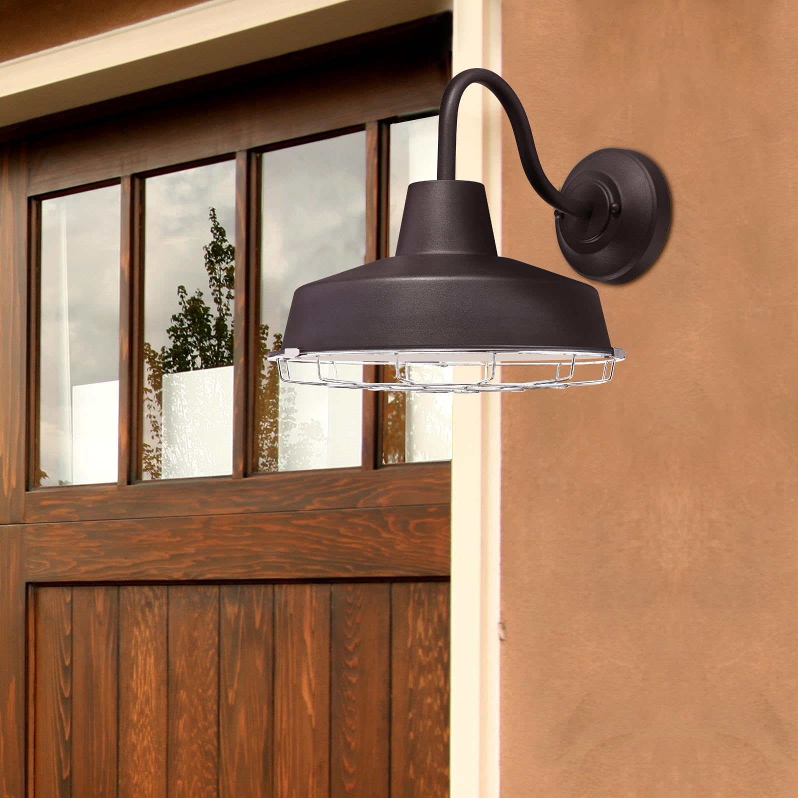 Westinghouse 6131300 Academy Vintage-Style One Light Dimmable LED Outdoor Wall Fixture, Dark Sky Friendly, Textured Black Finish, Removable Nickel Luster Cage - Image 4