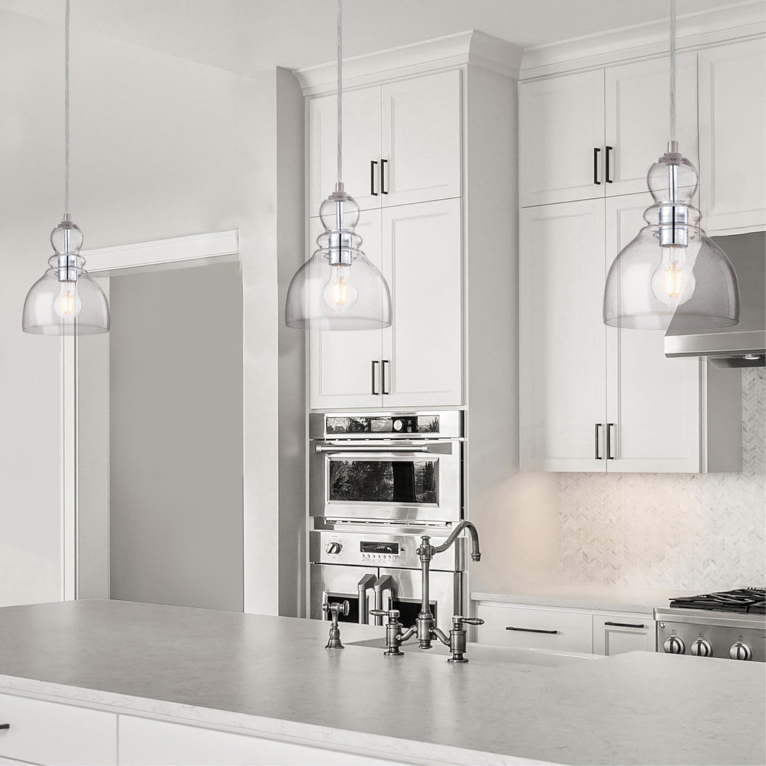 Westinghouse 6132800 Fiona Traditional One Light LED Indoor Mini Pendant, Brushed Nickel Finish, Clear Seeded Glass - Image 3