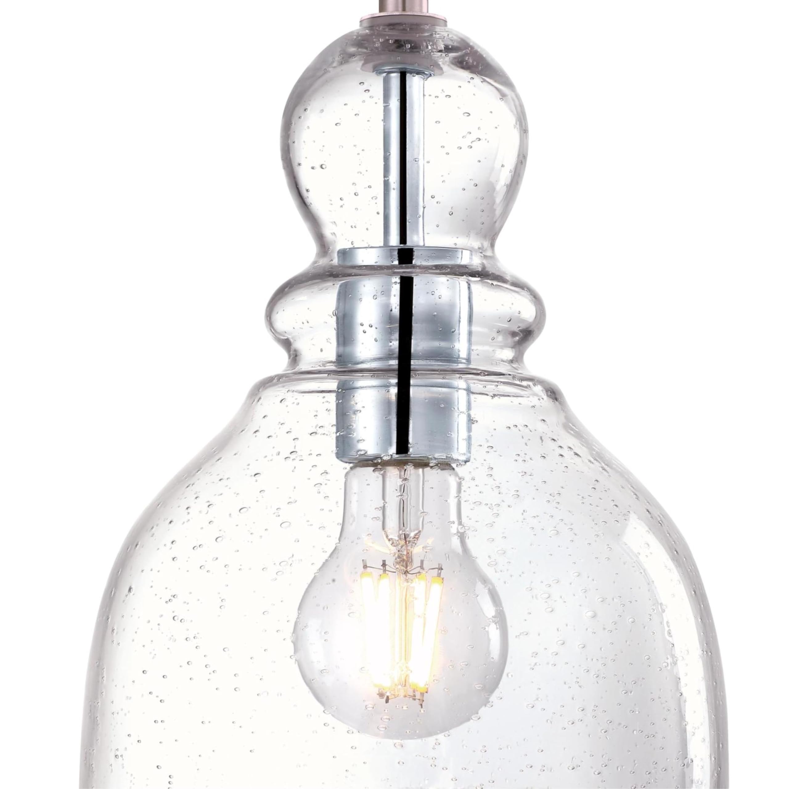 Westinghouse 6132800 Fiona Traditional One Light LED Indoor Mini Pendant, Brushed Nickel Finish, Clear Seeded Glass - Image 8