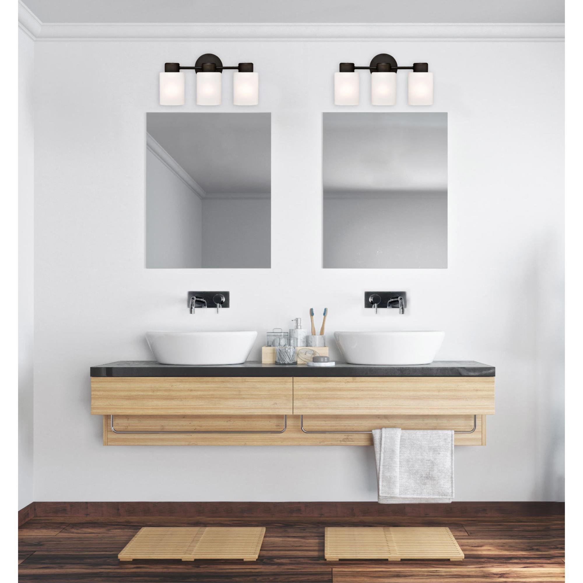 Westinghouse 6354100 Sylvestre Three-Light Indoor Wall Fixture, Oil Rubbed Bronze Finish with Frosted Glass - Image 6