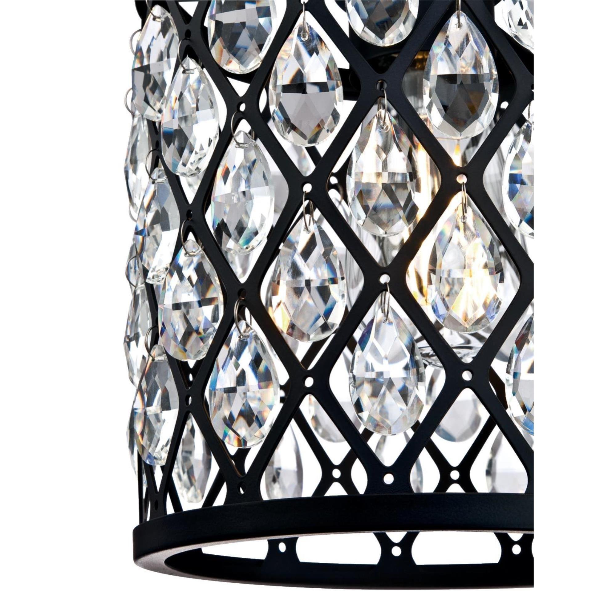 Westinghouse 6362700 Waltz One-Light Mini, Matte Black Finish Mesh with Crystals Indoor Pendant, 1 Seeded Glass, Red - Image 3