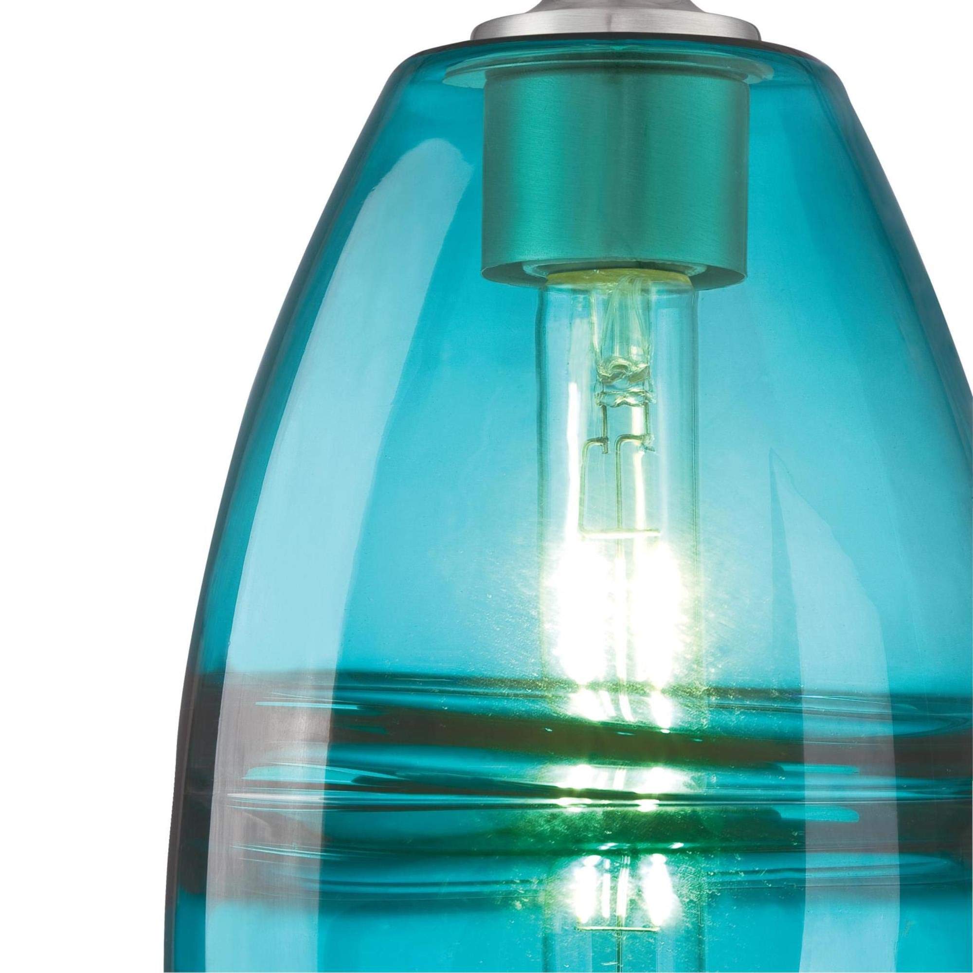 Westinghouse 6366300, Brushed Nickel Finish with Turquoise Glass Soren One-Light Indoor Mini Pendant, one Size - Image 3