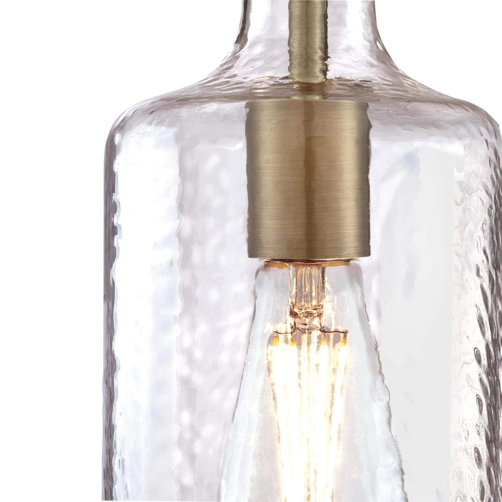 Westinghouse 6371400, Antique Brass Finish with Clear Textured Glass Carmen One-Light Indoor Mini Pendant, 120 Volts - Image 3