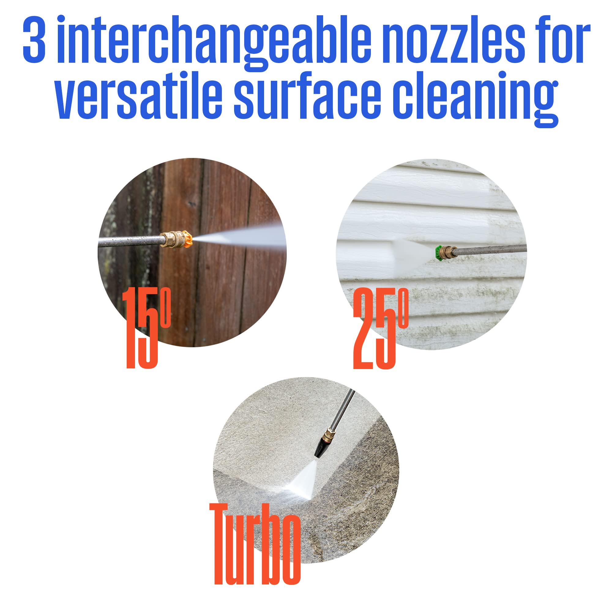 Westinghouse ePX3100v Electric Pressure Washer, 2100 Max PSI 1.76 Max GPM, Built-in Carry Handle, Detachable Foam Cannon, Pro-Style Steel Wand, 3-Nozzle Set, for Cars/Fences/Driveways/Home/Patios - Image 7