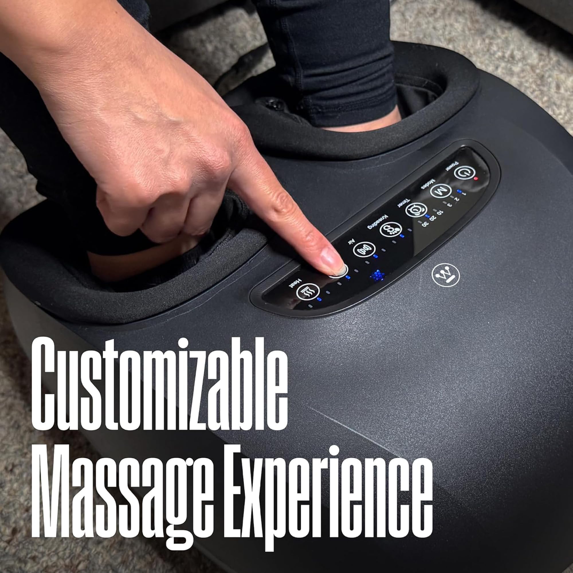 Westinghouse Foot Massager with Heat & Compression, Adjustable Heat & Intensity Levels, Shiatsu Kneading, Vibration, & Heel Scraping, Heated Electric Foot Massager for Dynamic Spa Like Massage - Image 3
