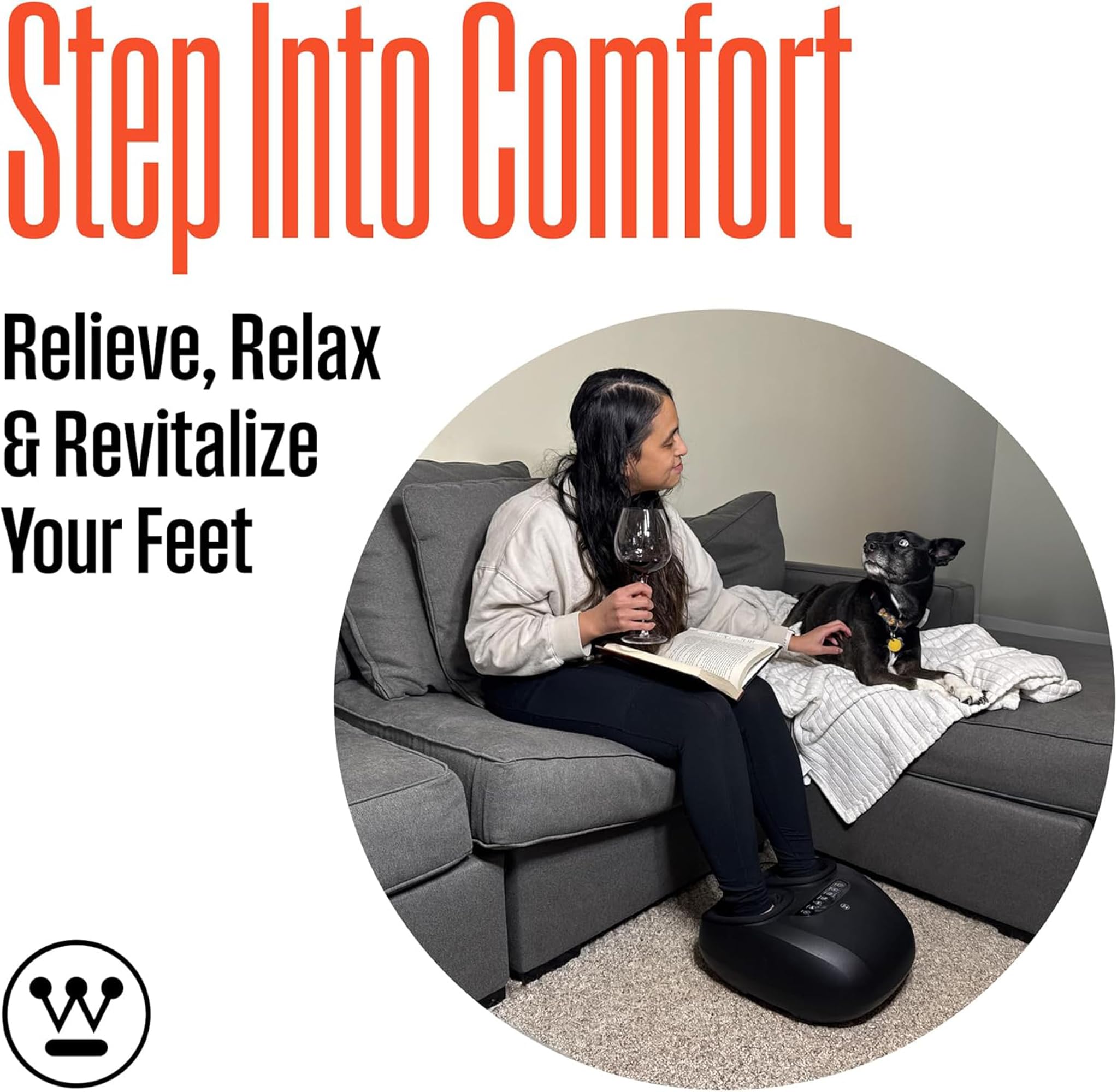 Westinghouse Foot Massager with Heat & Compression, Adjustable Heat & Intensity Levels, Shiatsu Kneading, Vibration, & Heel Scraping, Heated Electric Foot Massager for Dynamic Spa Like Massage - Image 6