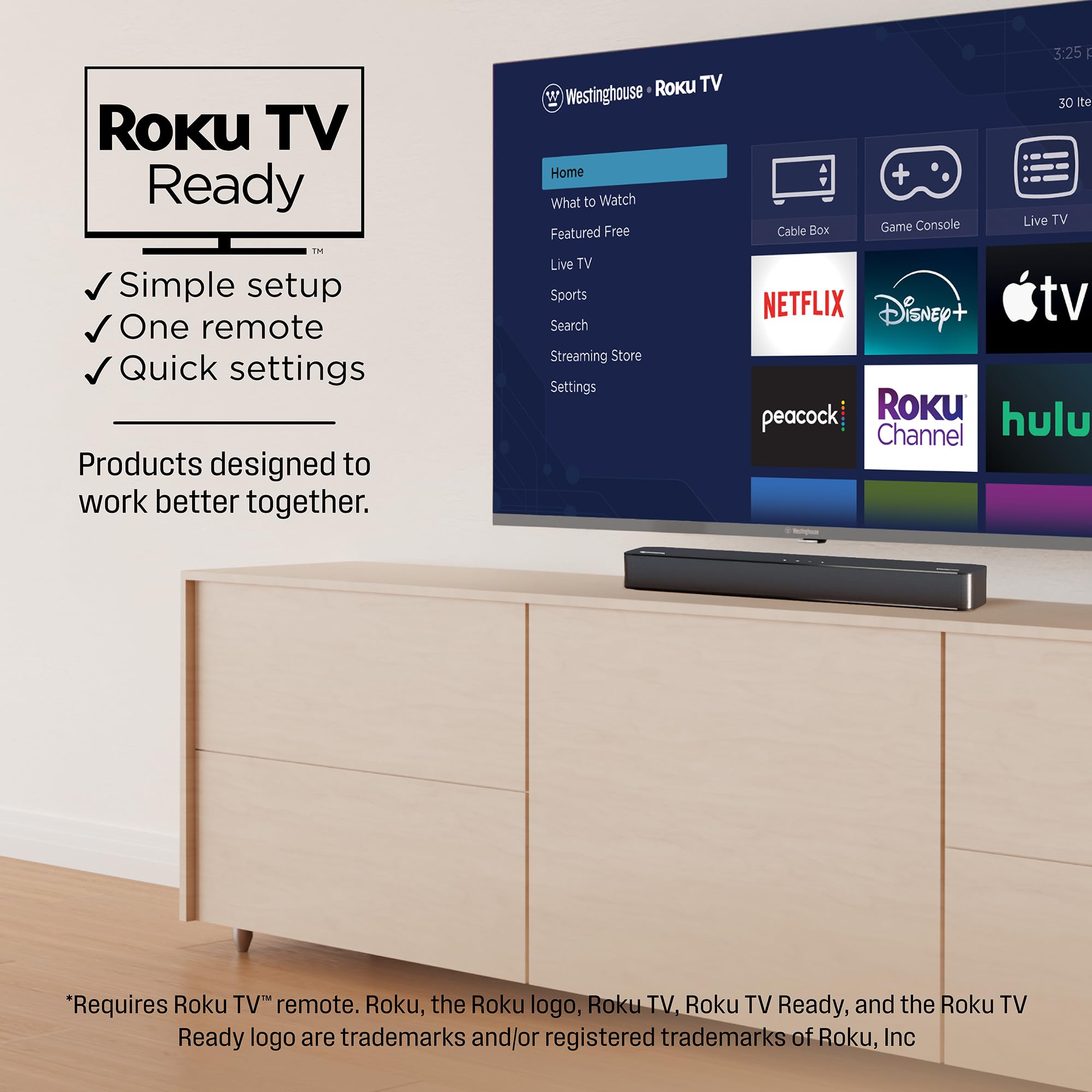 Westinghouse QLED TV and 2.0 Compact Mini Sound Bar - 50 Inch Smart Television and 120W Surround Sound System - Image 6