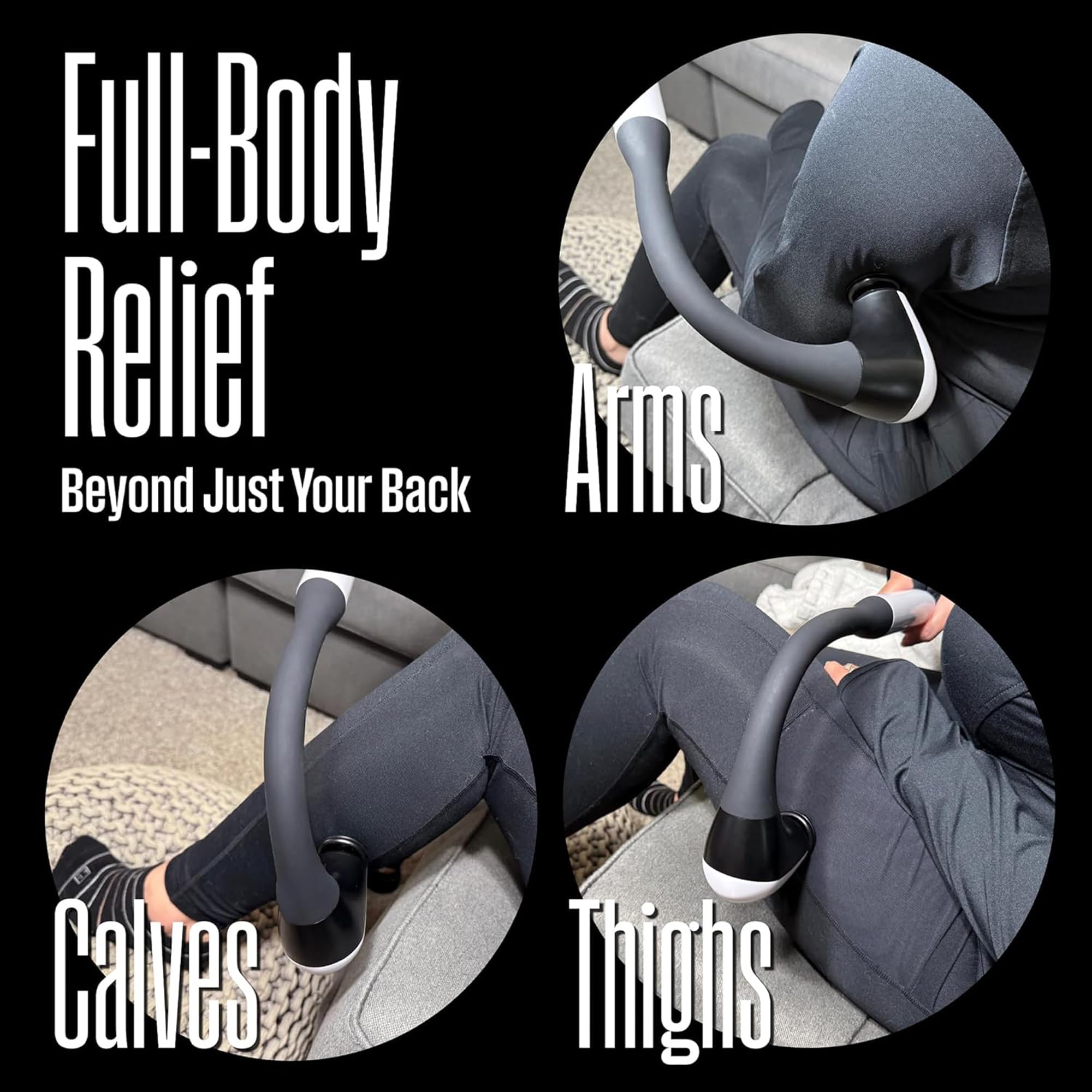 Westinghouse Long Handle Curved Massage Gun for Neck & Shoulder Pain, Rechargeable, Up to 5 Hours of Battery, 4 Head Attachments, 5 Percussion Massage Speed Levels, Deep Tissue Self Massager - Image 3