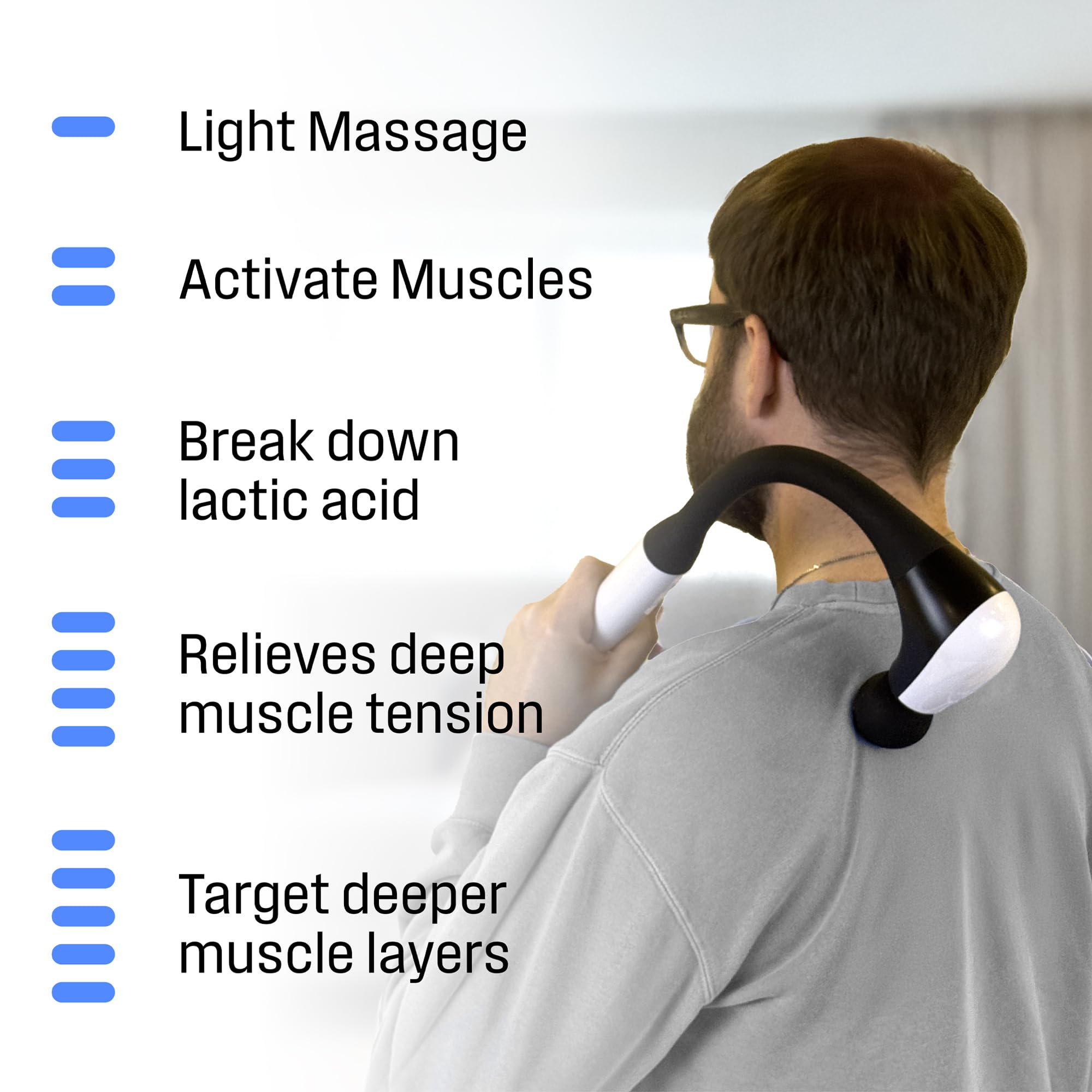 Westinghouse Long Handle Curved Massage Gun for Neck & Shoulder Pain, Rechargeable, Up to 5 Hours of Battery, 4 Head Attachments, 5 Percussion Massage Speed Levels, Deep Tissue Self Massager - Image 4