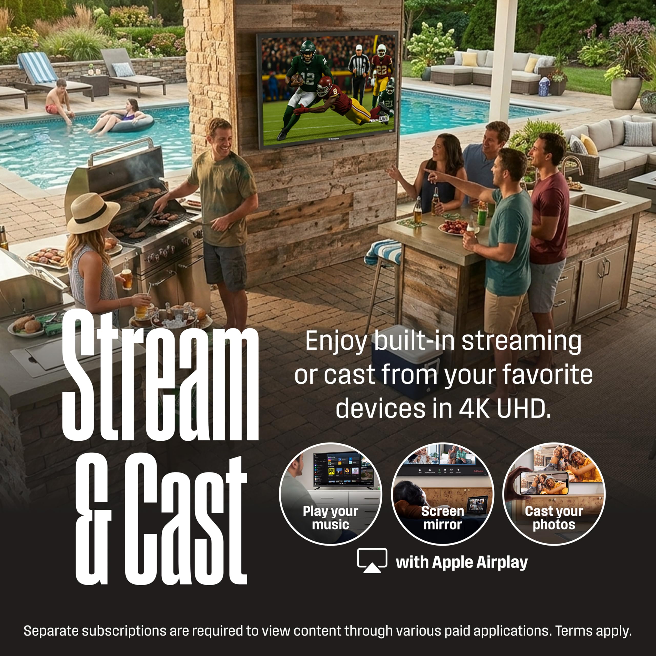 Westinghouse PS Series 55″ 4K UHD Partial Sun Outdoor TV, 700+ Nits High-Brightness Anti-Glare Display, Xumo Smart TV, Weather-Resistant Outdoor Television - Image 5