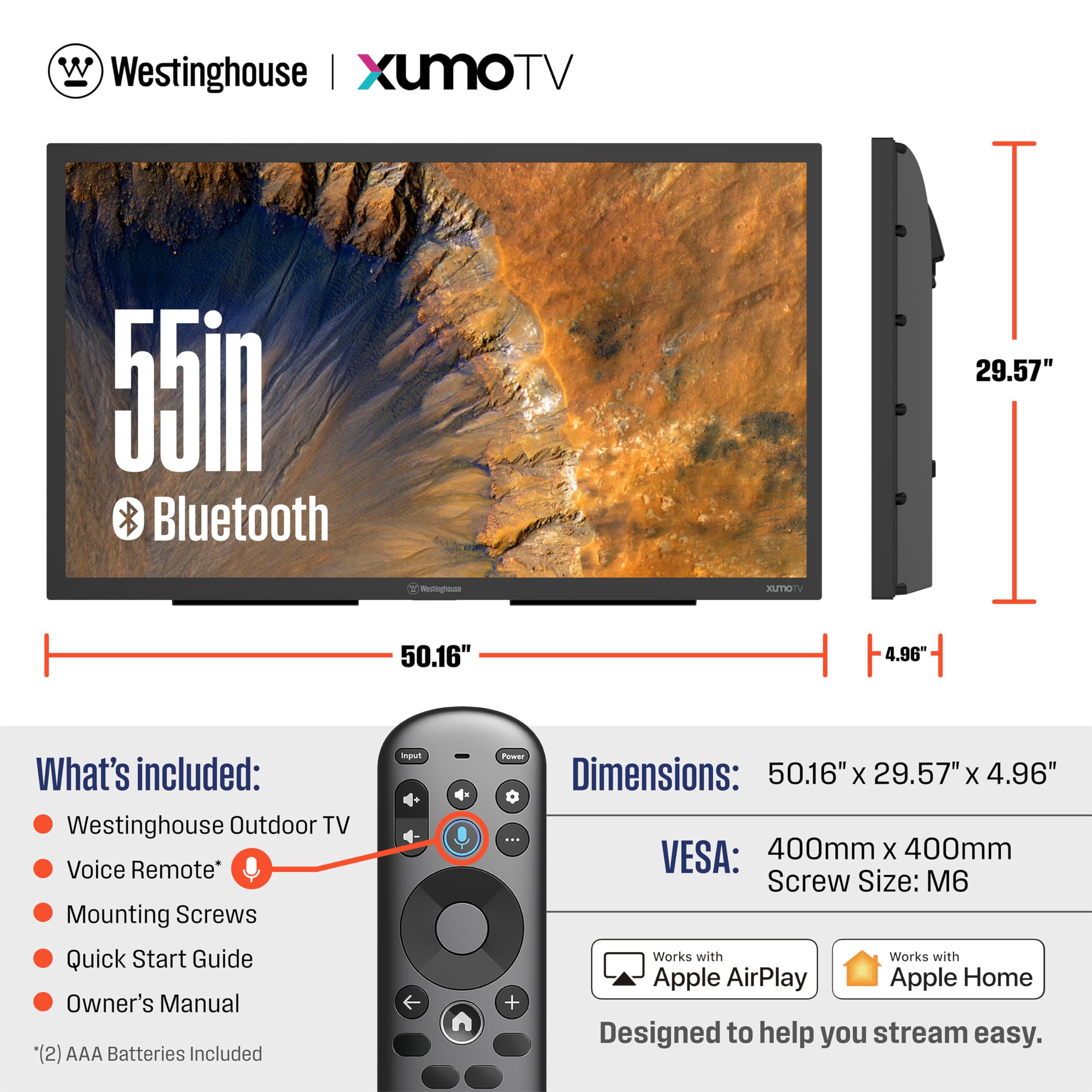 Westinghouse PS Series 55″ 4K UHD Partial Sun Outdoor TV, 700+ Nits High-Brightness Anti-Glare Display, Xumo Smart TV, Weather-Resistant Outdoor Television - Image 6