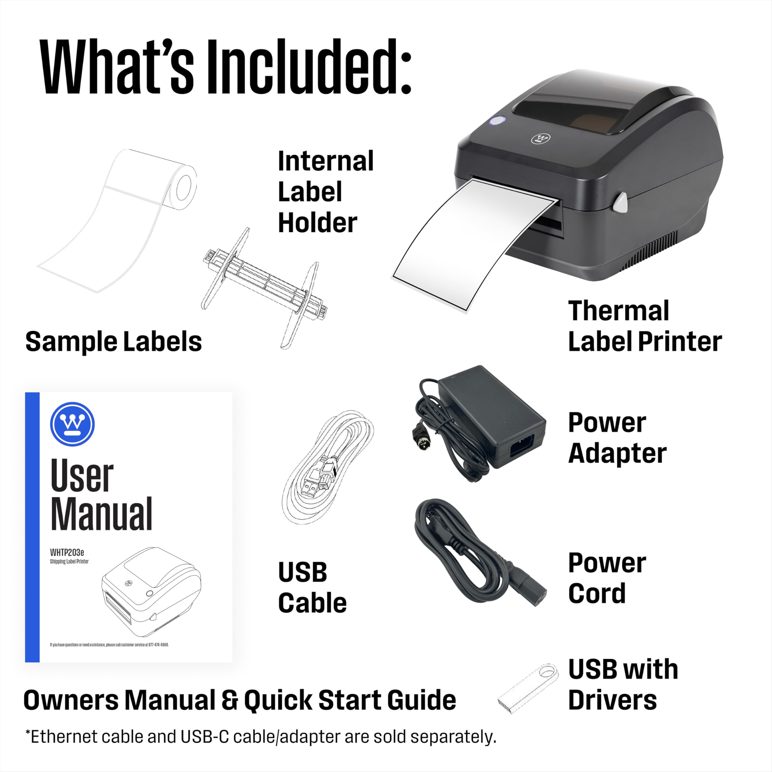 Westinghouse Thermal Shipping Label Printer USB, 4x6 Label Commercial Grade, Compatible with USPS, UPS, FedEx, Shopify, Amazon, Small Business, Desktop Label Printer for Packages, Includes Labels - Image 12