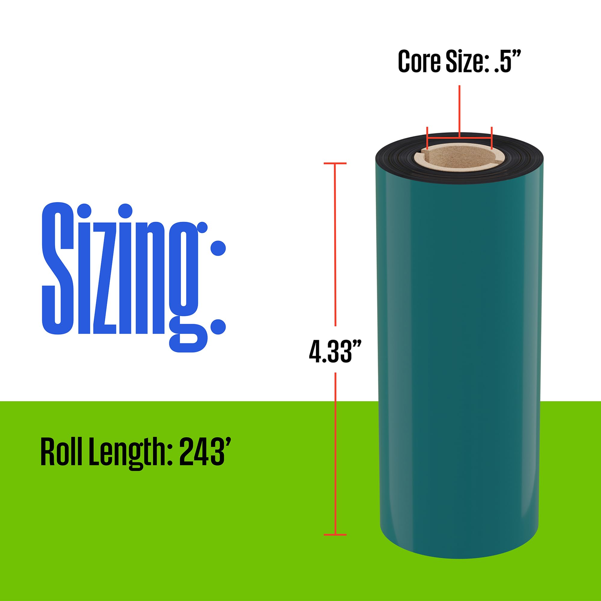 Westinghouse Thermal Transfer Ribbon, 4.33" x 243', 0.5" Core, Compatible with Zebra GC420t, GK420t, GX420t, Premium Wax Resin Enhanced Ink Side Out Wax Ribbon for Thermal Printers, Black, 6 Rolls - Image 4
