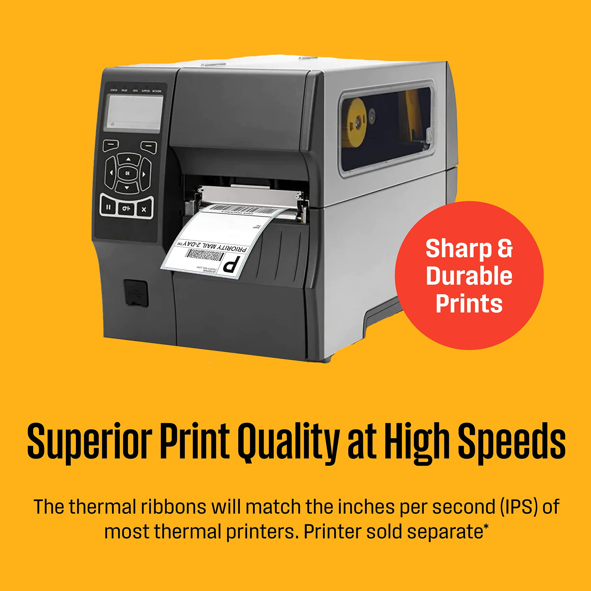 Westinghouse Thermal Transfer Ribbon, 4.33" x 243', 0.5" Core, Compatible with Zebra GC420t, GK420t, GX420t, Premium Wax Resin Enhanced Ink Side Out Wax Ribbon for Thermal Printers, Black, 6 Rolls - Image 8