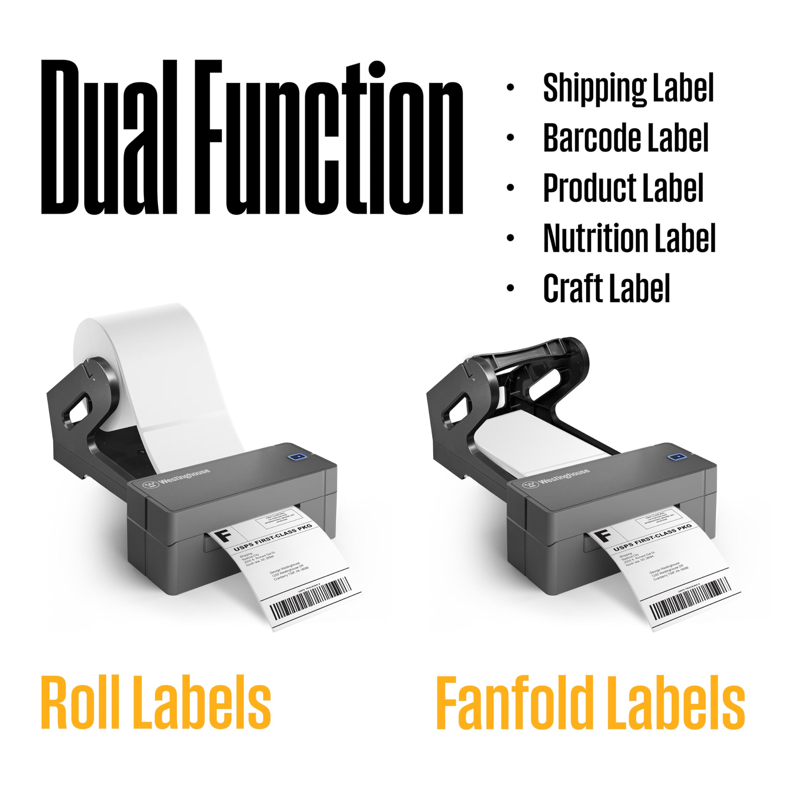 Westinghouse USB Shipping Label Printer for Mac & Windows, Compatible with USPS, UPS, FedEx, Ebay, Amazon, & More, Commercial Grade Thermal Label Printer for Shipping Packages, Includes Sample Labels - Image 6